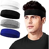 Sweatbands Sport Sweat Band for Men & Women, Moisture Wicking Terry Cloth Cotton Headband for Athletic Exercise, Tennis, Running, Basketball, Working Out, Fitness, Yoga