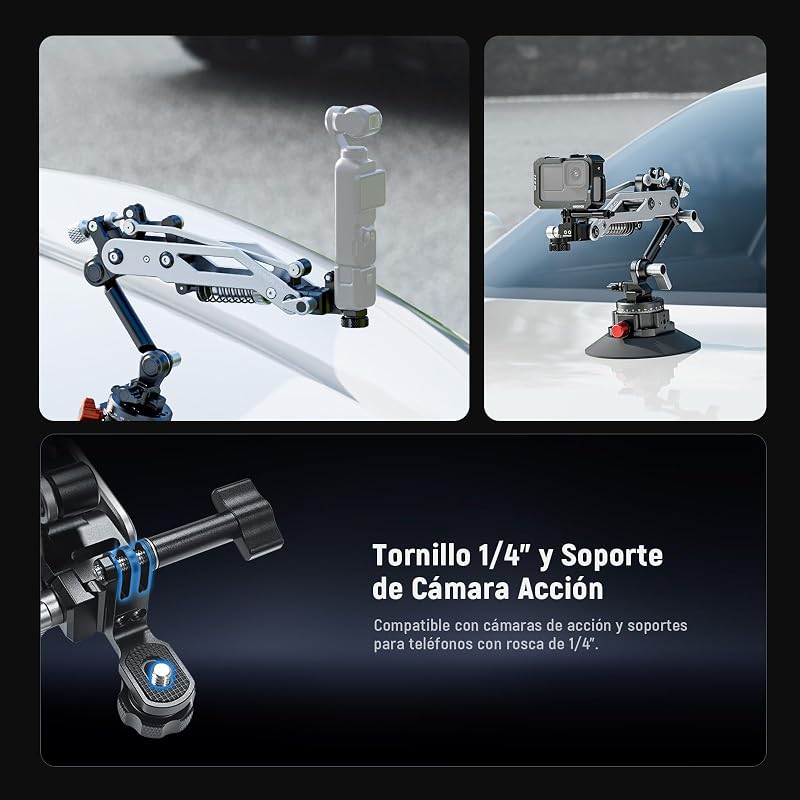 GA022 Soporte Cámara Acción Coche con Ventosa Vacío Brazo Hidráulico
