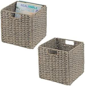 mDesign Juego de 2 cajas de almacenaje – Cajas organizadoras plegables