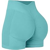 YWBIN Women Workout Shorts V Back Seamless High Waisted Butt Lifting Scrunch Gym Yoga Biker Shorts
