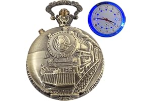 WHODOIT Pocket Watch with LED Lights, Creative Arabic Numeral Dial for Men's Pocket Watch