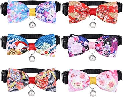 Amazon Com Freewindo Breakaway Cat Collar With Bow Tie And Bell 6pcs Dog Bow Ties Adjustable Dog Collar Cat Bow Tie For Cats And Puppies Small Kitchen Dining