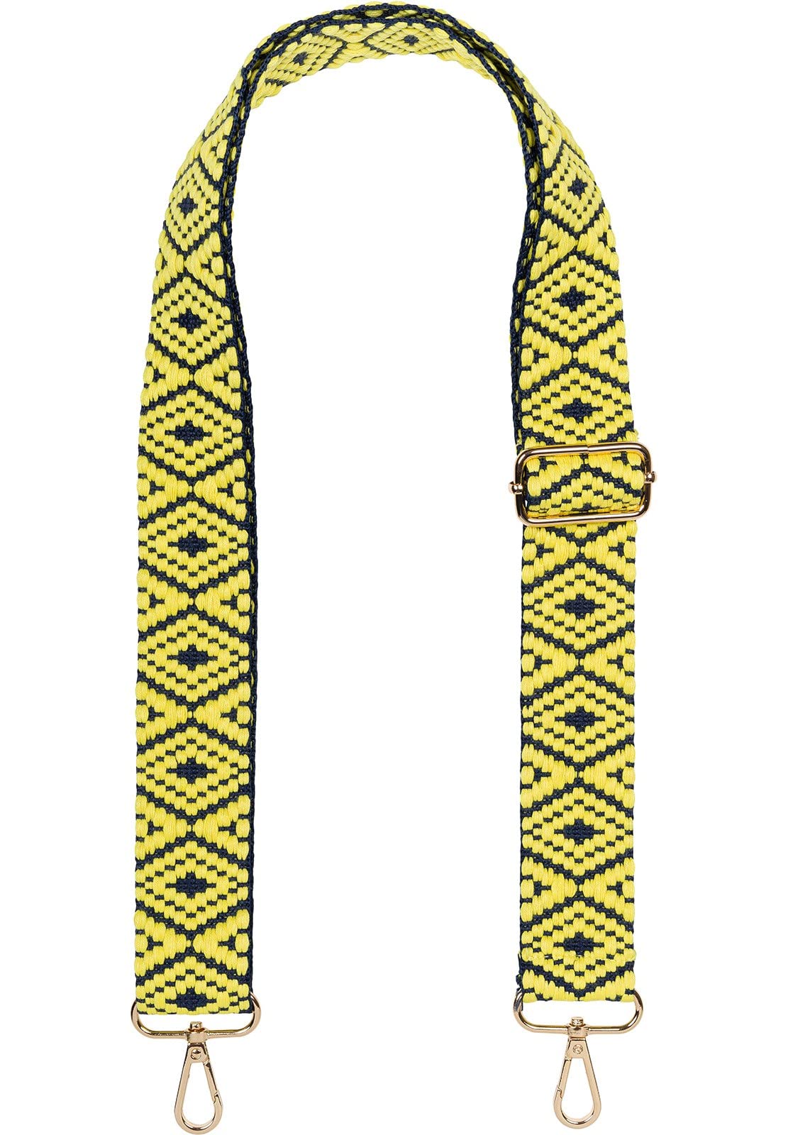 styleBREAKER Pockets shoulder strap with Aztec pattern, interchangeable bag strap with snap hook, adjustable, unisex 02013015, Colour:Yellow-Dark Blue