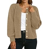 GRECERELLE Women's Chunky Open Front Sweater Long Sleeve Button Knit Short Loose Cardigan Outerwear, S-2XL
