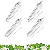 Barrina T8 Grow Lights for Indoor Plants, 5000K White Full Spectrum Grow Light Strip, 60W(4 x 15W), 1FT Plant Light for Greenhouse Indoor Growing, V-Shape with Reflector, Linkable, 4 Packs