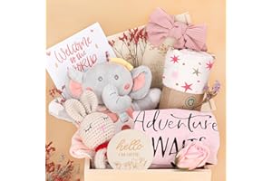 PENGTAI Baby Girl Gifts,Baby Shower Gifts for Girls,New Born Baby Girls Gift,Baby Girl Gift Basket,Unique Baby Gift Essential,Gender Reveal Gifts,Rattle Swaddle Blanket Baby Girl Gifts