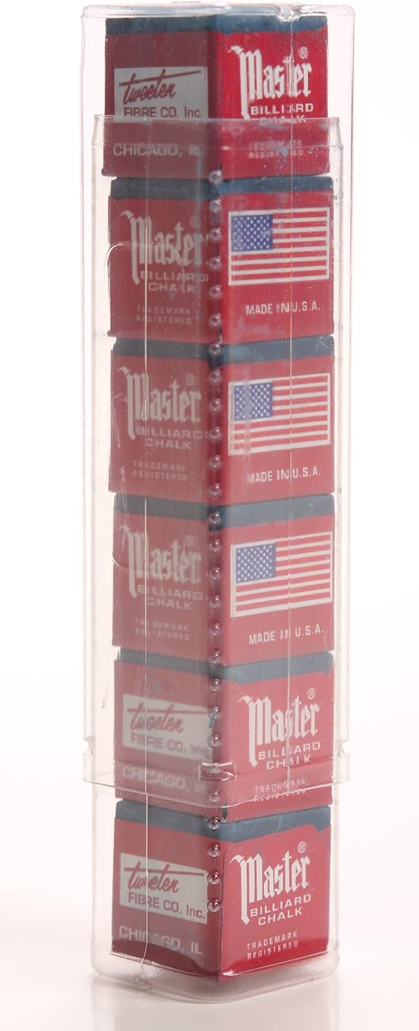 Clear Billiard Chalk Holder with 6 Pieces of Chalk
