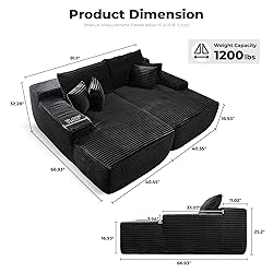 ovios 81" Oversized Sectional Double Lounge Chaise