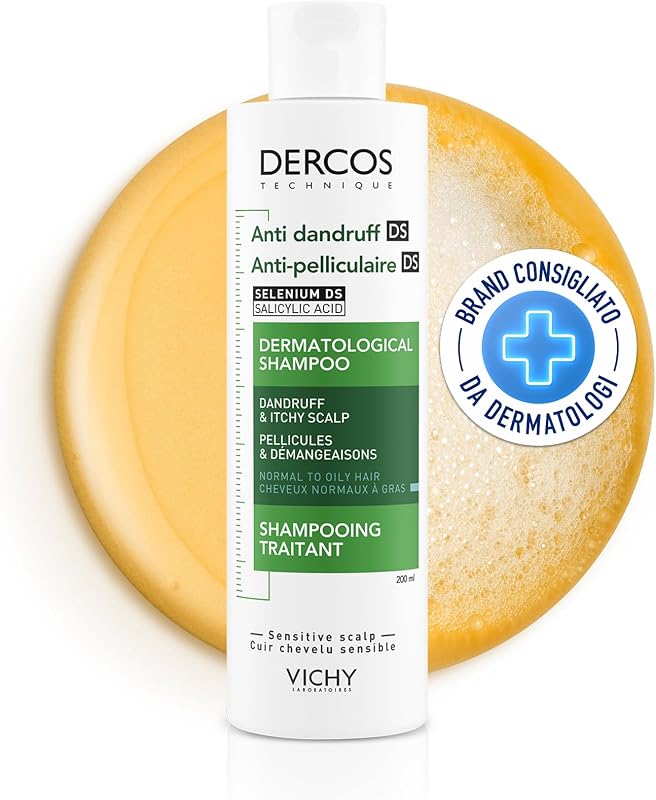 Dercos, Shampoo Anti-Forfora DS, Per Capelli da Normali a Grassi, Azione Riequilibrante, Effetto Anti-Ricomparsa, Arricchito con Disolfuro di Selenio e Acido Salicilico, 200 ml