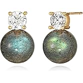 LOYATA Gold Stud Earrings for Women-Diamond Crystal Ball Stud Earrings 14K Gold Plated/925 Sterling Silver Post Hypoallergenic Small Statement Earrings for Women Jewelry Gifts