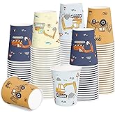 RUSPEPA Disposable Paper Cups 9oz - 100 Pack Cartoon Truck Design Printed Paper Coffee Drinking Cups, Thickened Paper Style for Hot/Cold Beverages, Home, Office and Party Supplies