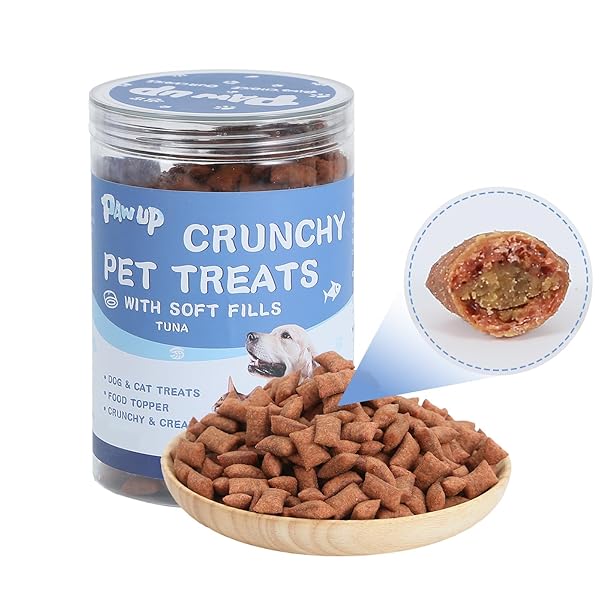 PAWUP DOG CAT TREATS CRUNCHY AND CREAMY, TUNA FLAVOR TOPPER FOR DOG AND CAT, TAURINE ADDED, 12.5 OUNCE