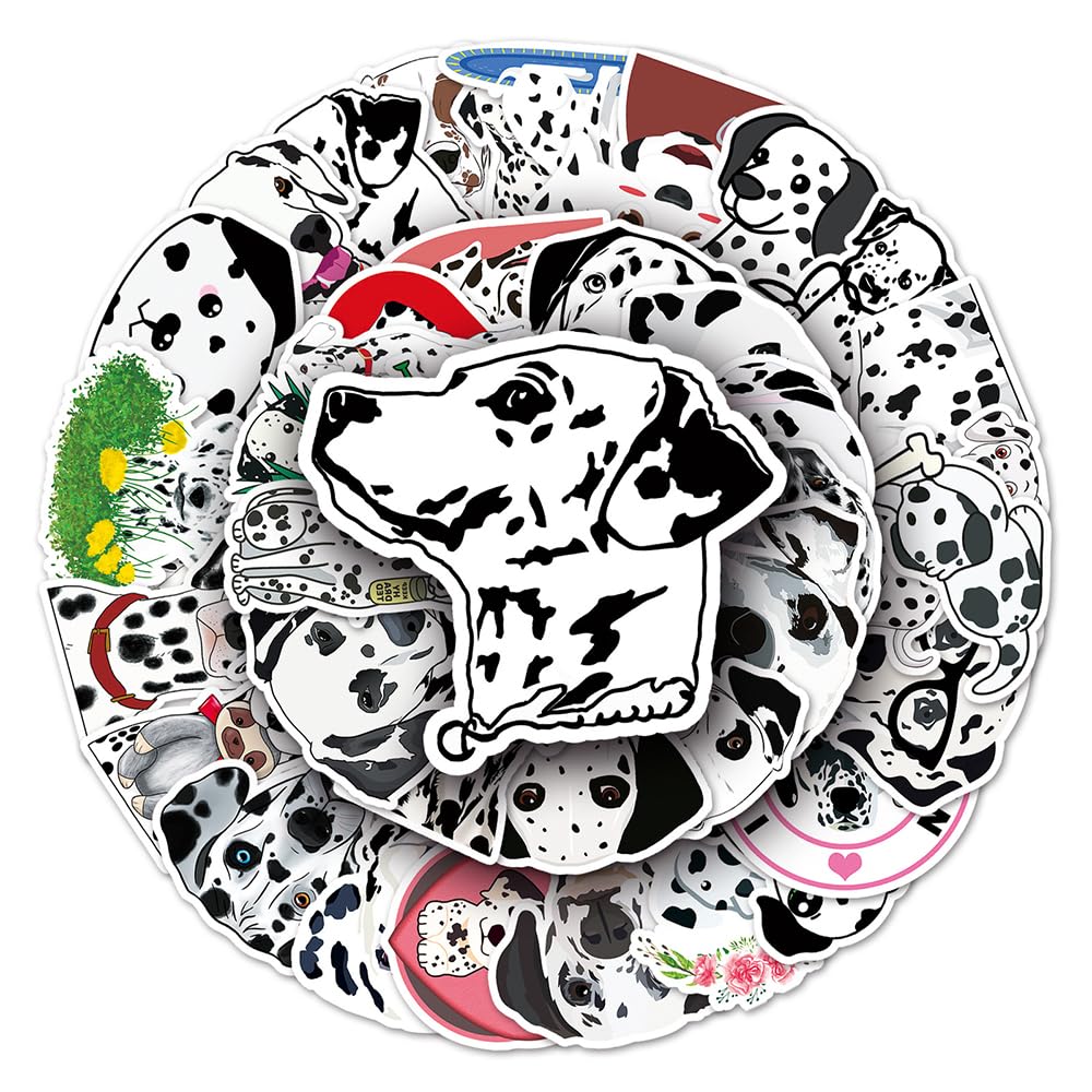 Unique Dalmatian Dog Vinyl Stickers, 50 PCS Waterproof Cartoon Animal Decals for Laptops, Scrapbooking, Journals, Notebooks, Water Bottles, Suitcases, Phones & DIY Decor