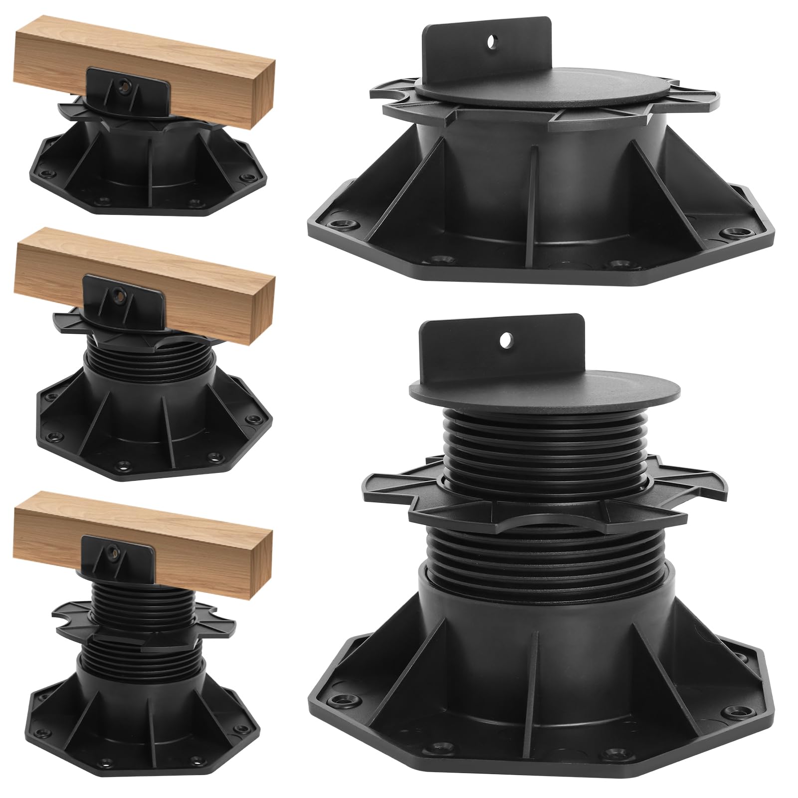 Photo 1 of Adjustable Deck Support Pedestal, 10Pack Deck Foundation Support Base for Floating Deck Platform, Deck Blocks Adjustable Deck Plastic Supports Pedestal Paver 2-3/8" to 5-1/2" by MCCKLE