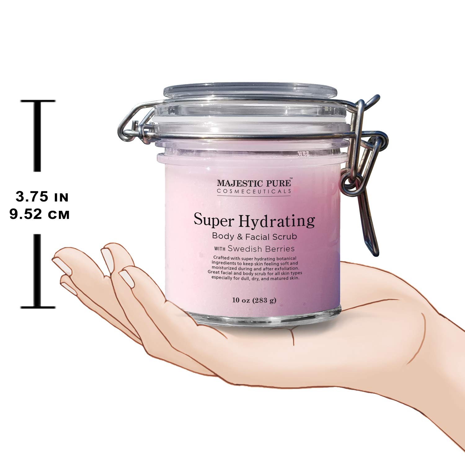 MAJESTIC PURE Super Hydrating Body and Facial Scrub - Gentle Scrub Exfoliates, Nourishes, and Moisturizes Face and Skin, with Swedish Berries Scent, 10 oz : Beauty