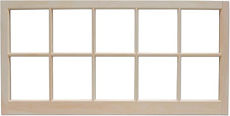 Amazon 48インチ X 24インチ 水平 蝶番式 素朴な小屋の窓 未完成の天然木材 松 シングルペインガラス 窓用金物