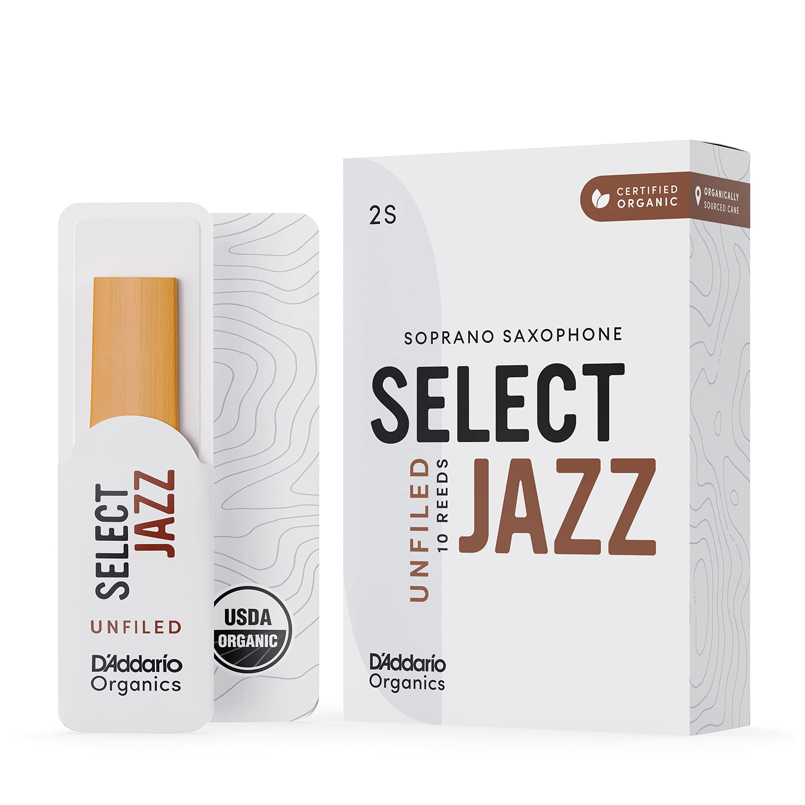 D'Addario Organic Select Jazz Unfiled Soprano Saxophone Reeds - Sax Reeds - Individually Sealed - 2 Soft, 10 Pack
