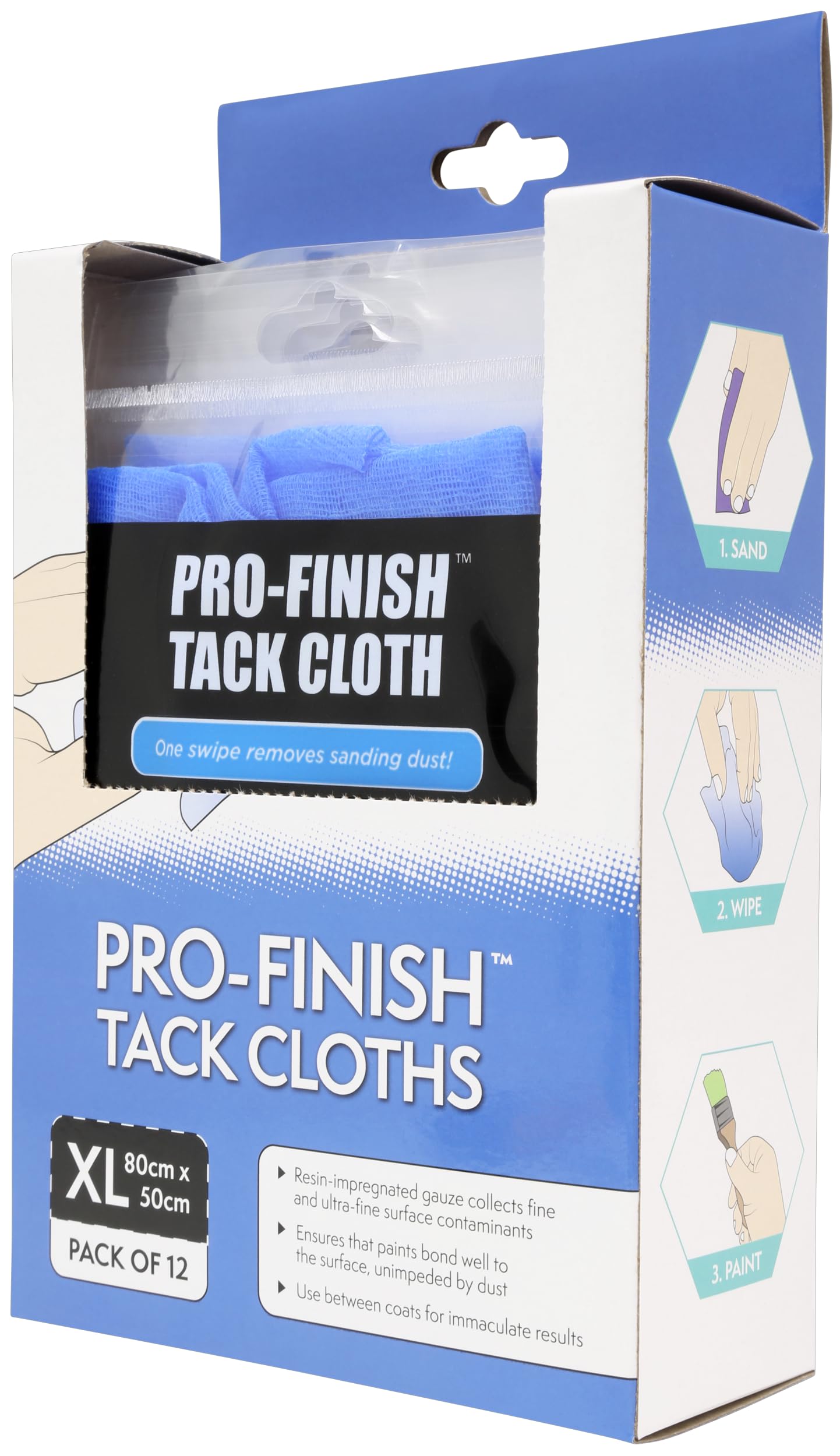 Axus Decor Pro-Finish Tack Cloth (Blue series) Painter's Tack Cloths - Painter's Wipes for Automotive, Sanding, Cleaning, Dusting & More, Ideal for use between Coats - 80cm x 50cm, Pack of 12