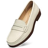 Freeberry Women's Comfortable Leather Penny Loafers Slip On Business Casual Dress Shoes Lightweight Office Work Flats Everyday Walking Shoes for Women