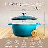 Nuovva Enamelled Cast Iron Dutch Oven 5 Quart Blue 24cm with Lid view 2