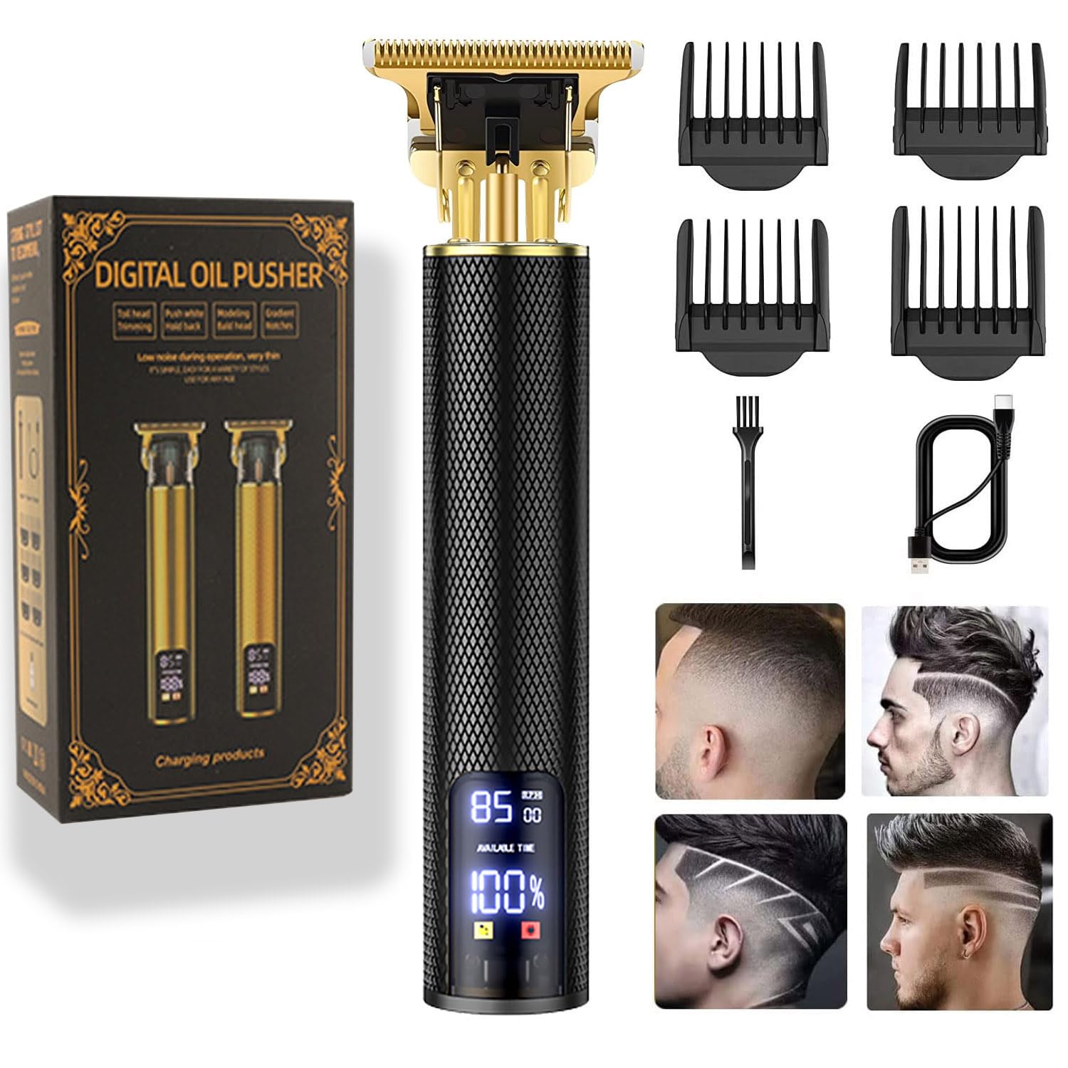 Photo 1 of ??? ???????? Hair Clippers for Mens Hair Trimmer T-Blade Trimmer Professional Haircut & Grooming Kit Rechargeable Clippers Hair Trimmer Shaver LCD Display (Black)