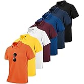 ZITY 7 Pack Mens Polo Shirts with Pocket Moisture Wicking Short Sleeve Outdoor Golf Athletic Work Multipack Shirts