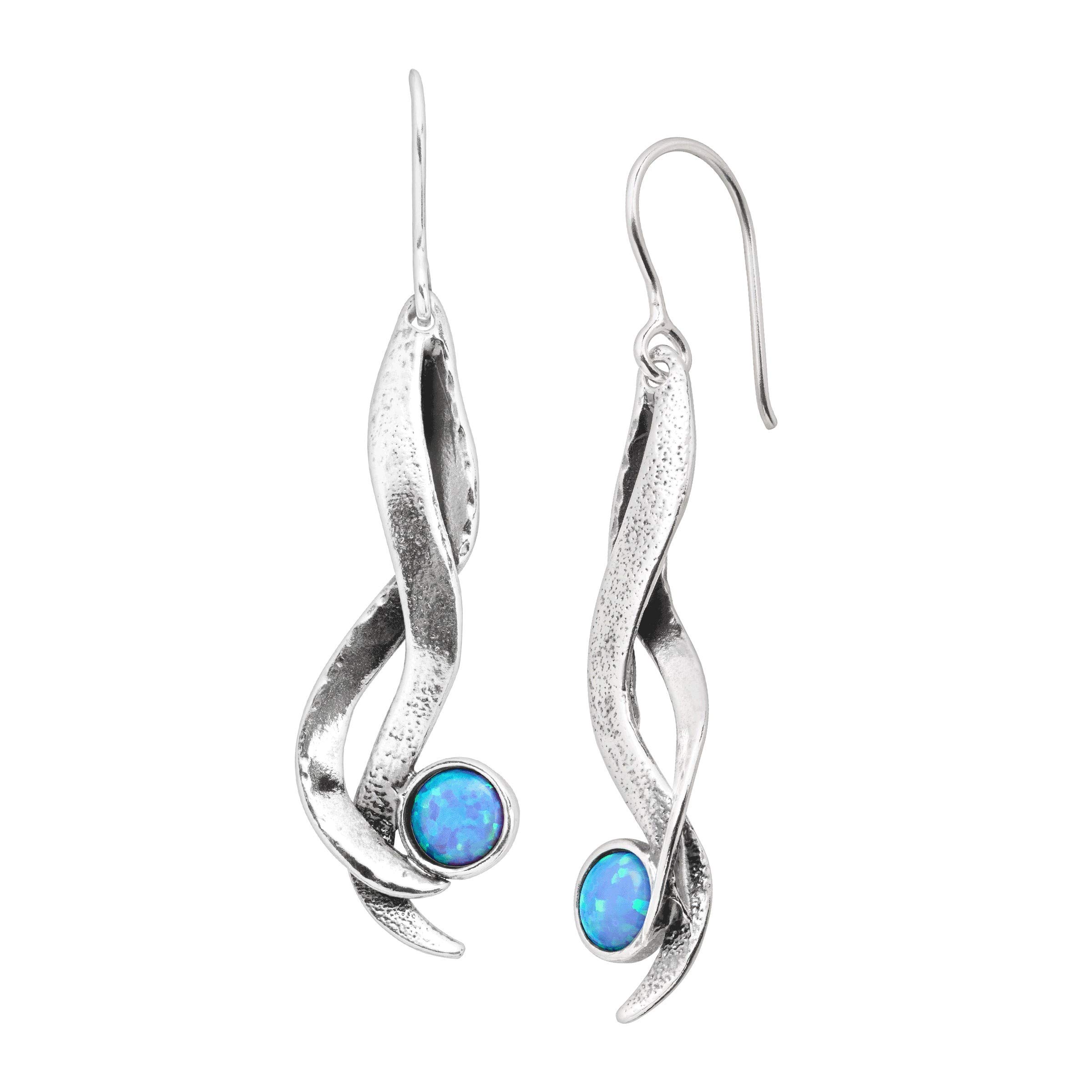 Silpada 'Out of the Blue' Drop Earrings with Created Blue Opals in Sterling Silver