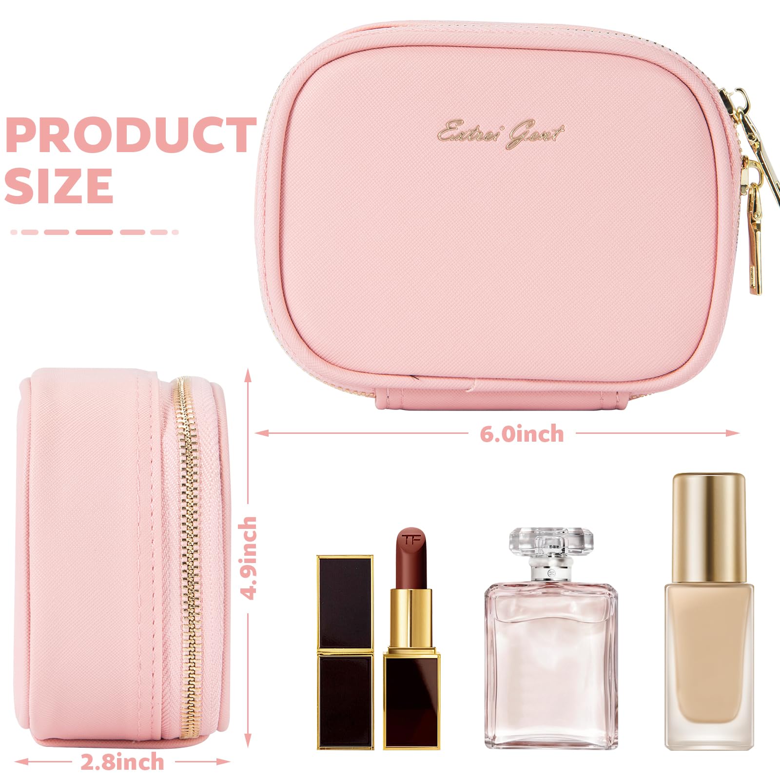 Extrei Gent Small Makeup Bag Travel Train Case with Mirror and Light Mini Travel Make up for Women Train Case Cosmetic Organizer 3 Adjustable Brightness Toiletry Bag Portable Artist Storage