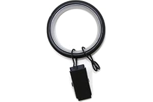 Urbanest 1.25" Quiet Smooth Drapery Curtain Rod Rings for 1" Rod with Clips, Eyelets and Nylon Inserts, 8 Pieces, Matte Black