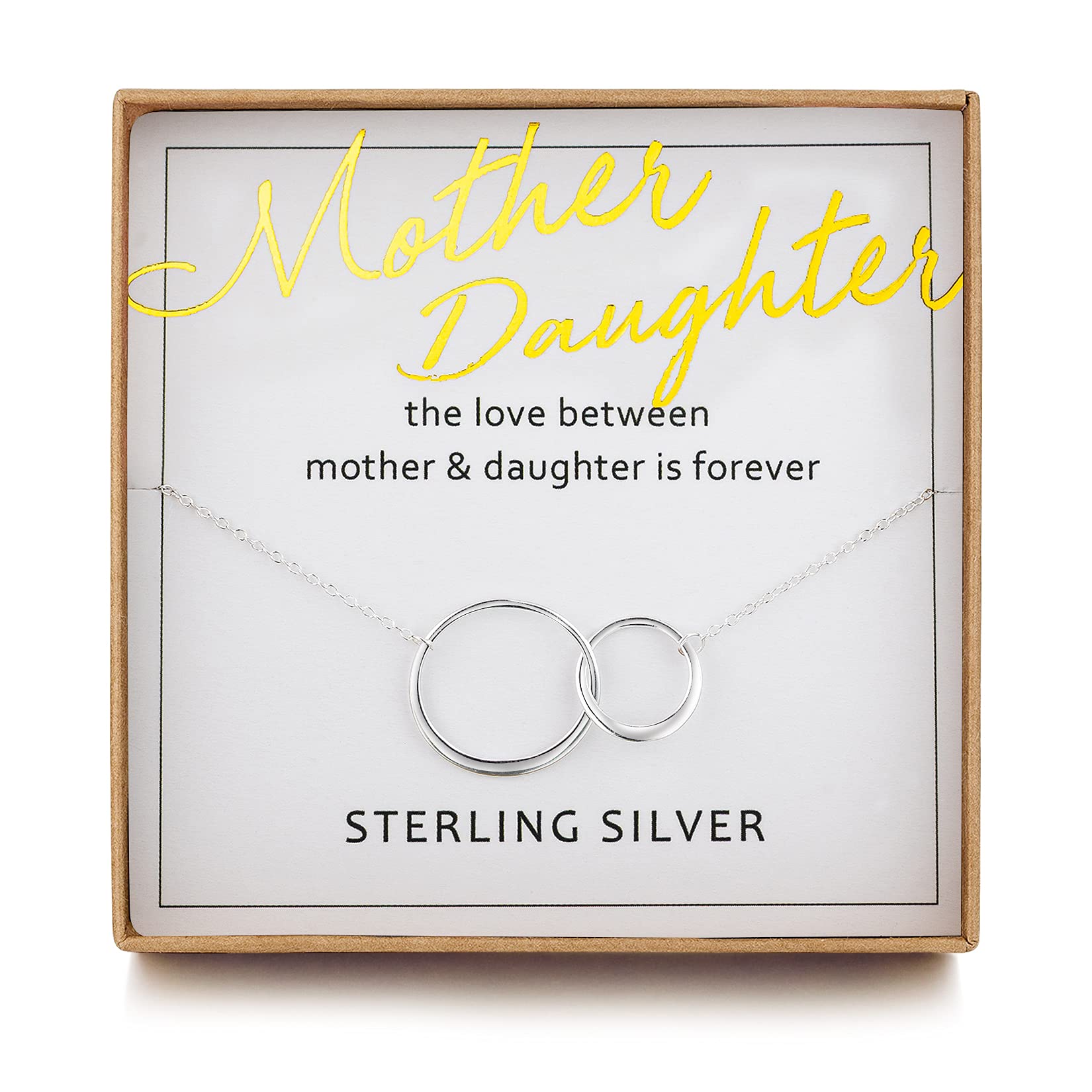 Gifts for Mum from Daughter Sterling Silver Two Double Circle Mother Daughter Necklace Birthday Christmas for Mum Gifts with Message Card & Gift Box