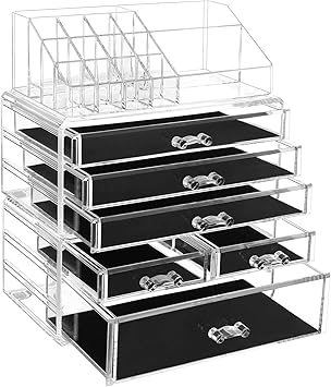 Songmics Large Acrylic Makeup Organizer Stackable Cosmetic Box