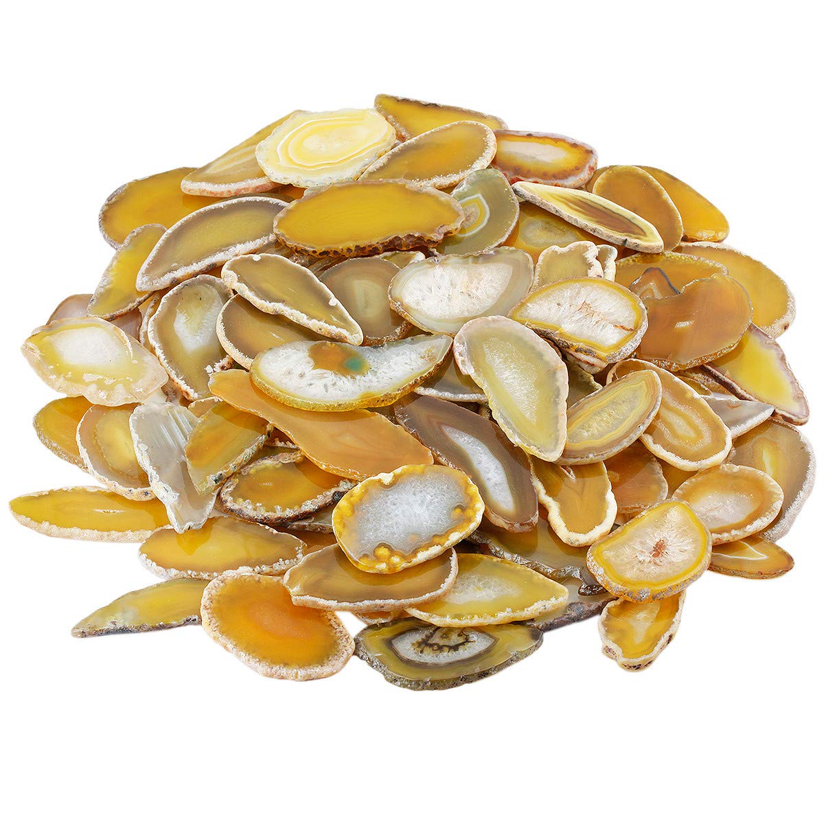 KYEYGWO 10 Pcs Polished Agate Geode Slices Stone for Home Decoration, Irregular Healing Crystals for Jewelry Making, Place Cards for Weddings