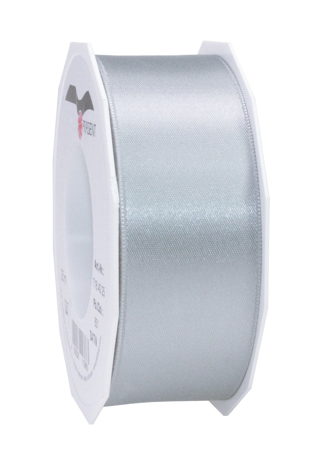 PRÄSENT - Satin Ribbon Sterling Silver 40 mm width, 25 m length — image 1