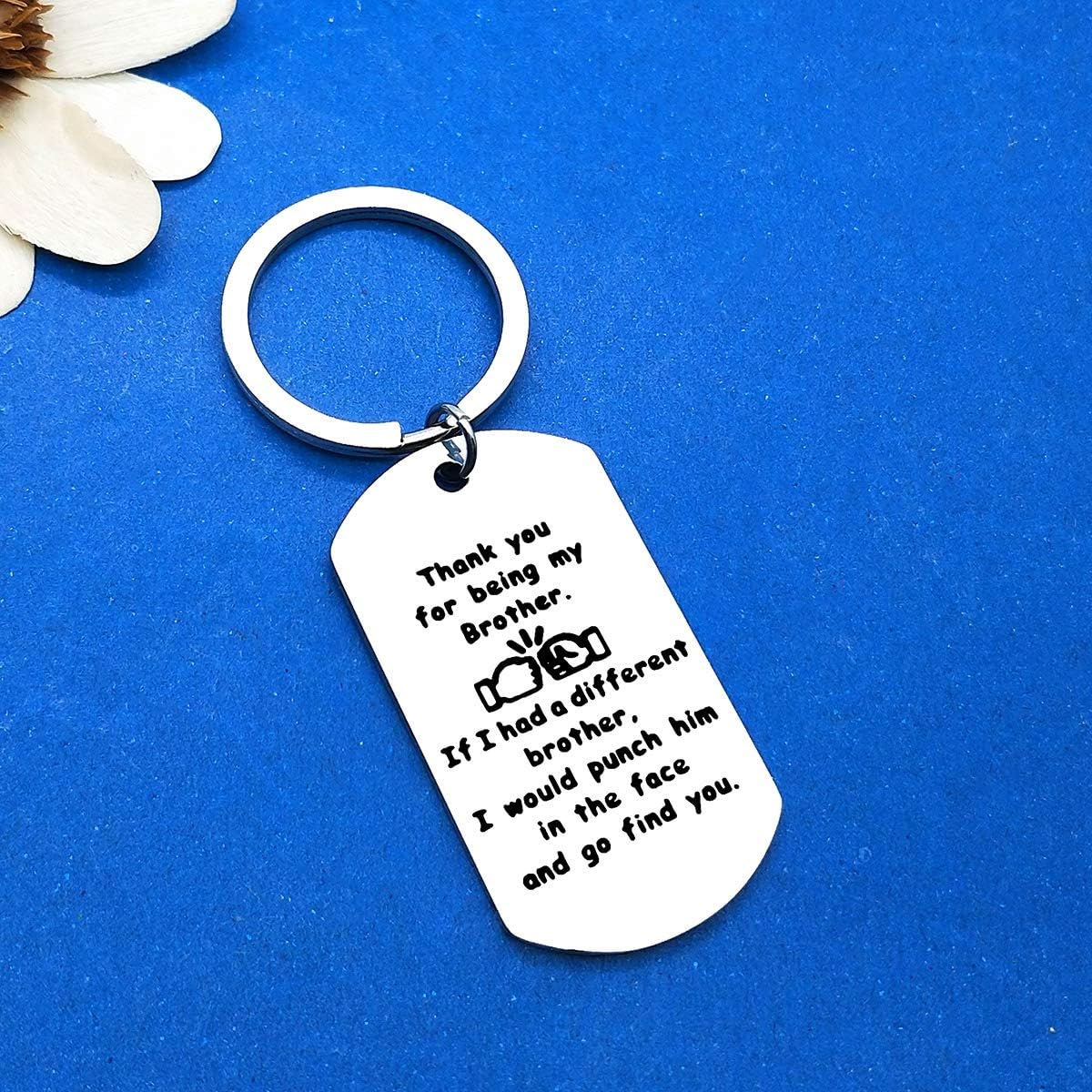 Brother Keychain Funny Brother Gifts from Sister Brother Thank You for Being My Brother Keyring Best Friend Gift Friendship Gifts for Men Wedding Christmas Birthday Gift Brother to Brother Gifts - Image 5