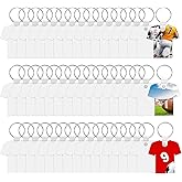 PEUTIER 48pcs Double-Sided Sublimation Keychains Blanks, Football Jersey Heat Transfer Key Chains with Key Rings and Clips Sublimation Blanks Products Ornament Key Tags