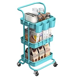 ALVOROG 3-Tier Rolling Utility Cart Storage Shelves