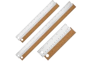 Metal Ruler with Cork Backing, 6+12+18 Inch Stainless Steel Rulers 6 Inch 12 Inch 18 inch Metal Ruler - Imperial and Metric -