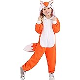 Fox Costume for Toddler Kids | Fox Onesie Hooded Jumpsuit, Soft Cozy Material, Animal Costumes for Boys & Girls