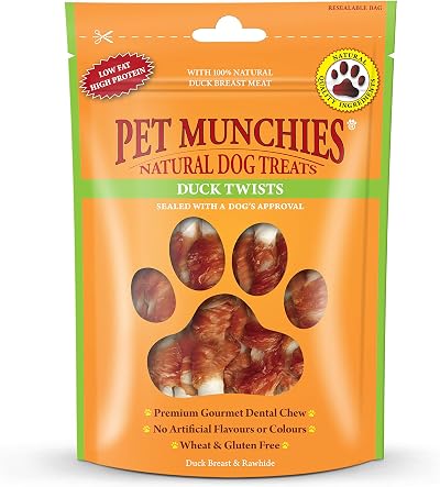 Pet Munchies Duck Twists Dog Treats Premium Grain Free Dental Sticks 80g Pack