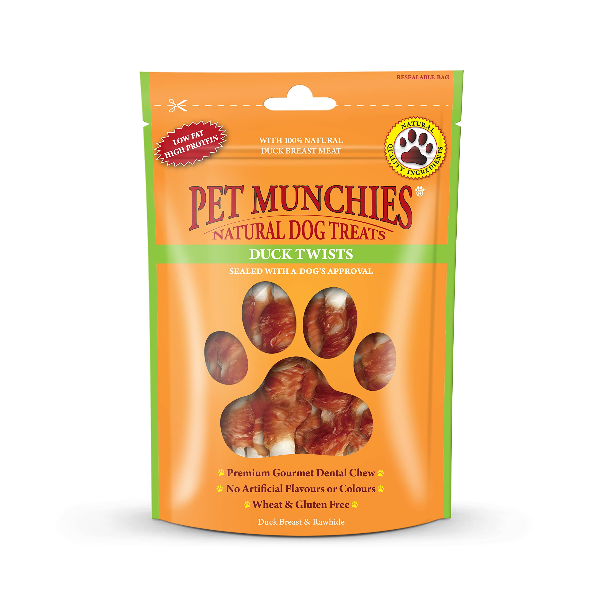 Pet Munchies Duck Twists Dog Treats, Premium Grain Free Dental Sticks with Natural Real Meat, Low in Fat and High in Protein 80g