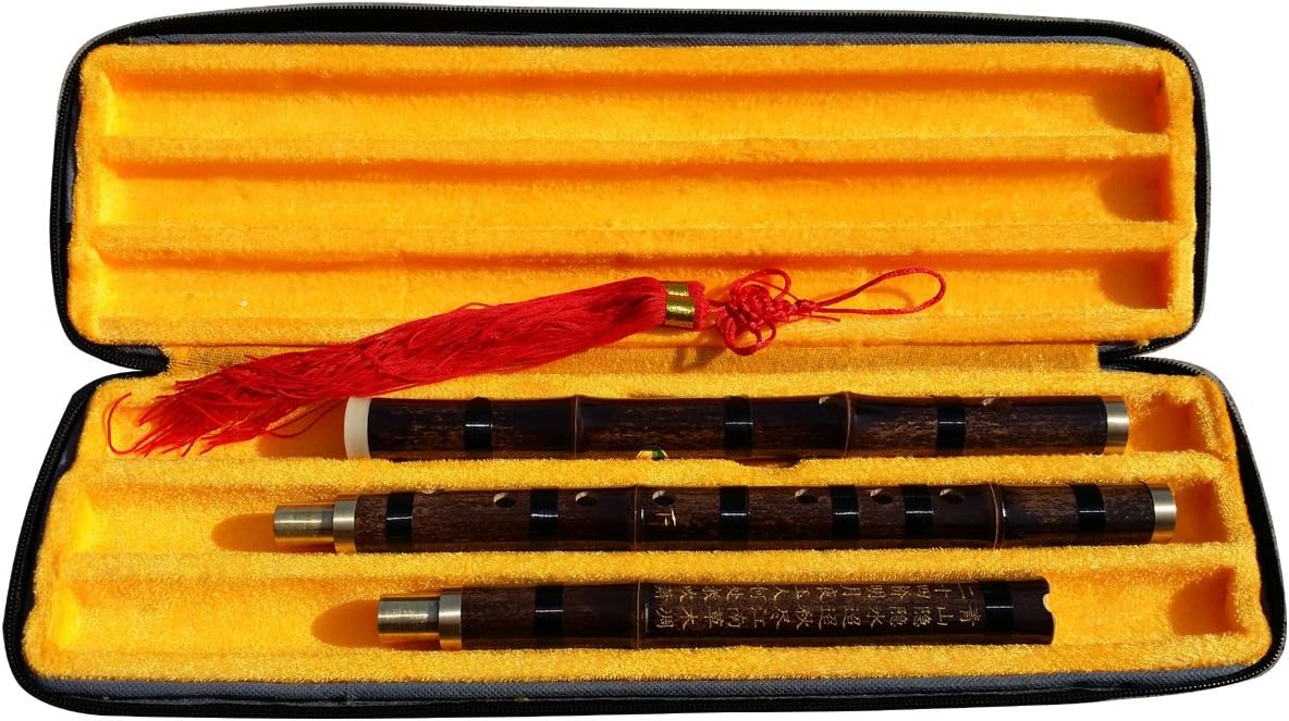 Quality Carved Purple Bamboo Flute Xiao Chinese Musical Instrument in F Key,8 finger holes,3 Sections