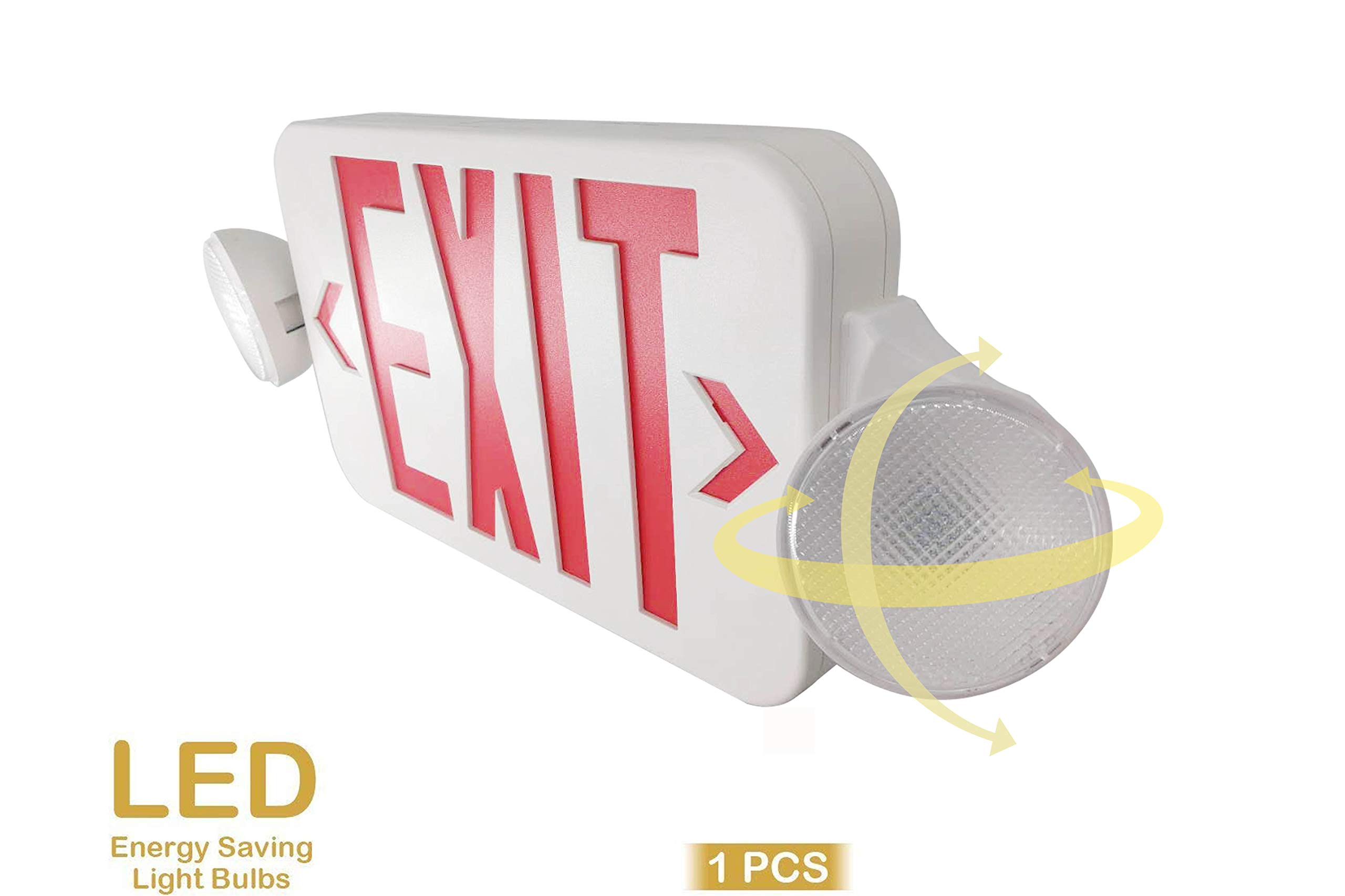 LIT-PaTH LED Combo Emergency EXIT Sign with 2 Adjustable Head Lights ...