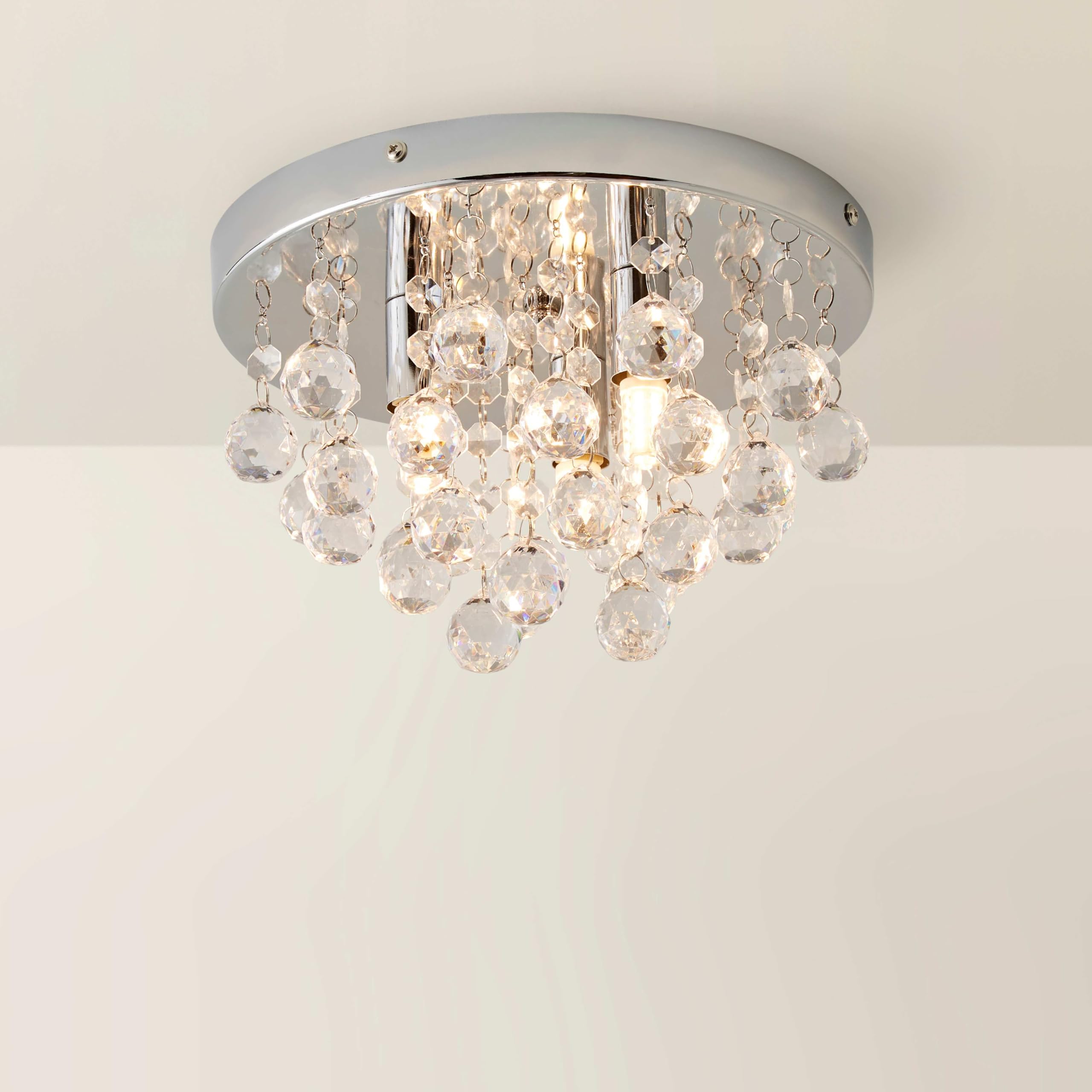 MiniSun | Modern Polished Chrome and Clear Acrylic Droplet Ceiling Light Fitting | Pendant Lights, Home Décor & Improvement Essential | Mains Wired