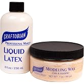 Graftobian Liquid Latex SFX Makeup Bundle with Modeling and Scar Wax - Professional Skin Safe Adhesive Mix for Special Effects and Body FX, For Theatrical Stage, Cosplay, and Halloween Makeup