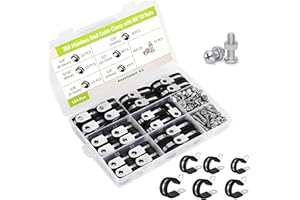 103Pcs Premium Cable Clamps Assortment Kit, 304 Stainless Steel Pipe Clamps 6 Sizes (1/4", 5/16", 3/8", 1/2", 5/8", 3/4") with Screws, Giying6 Rubber Metal Hose Clamps for Pipe and Wire Installation