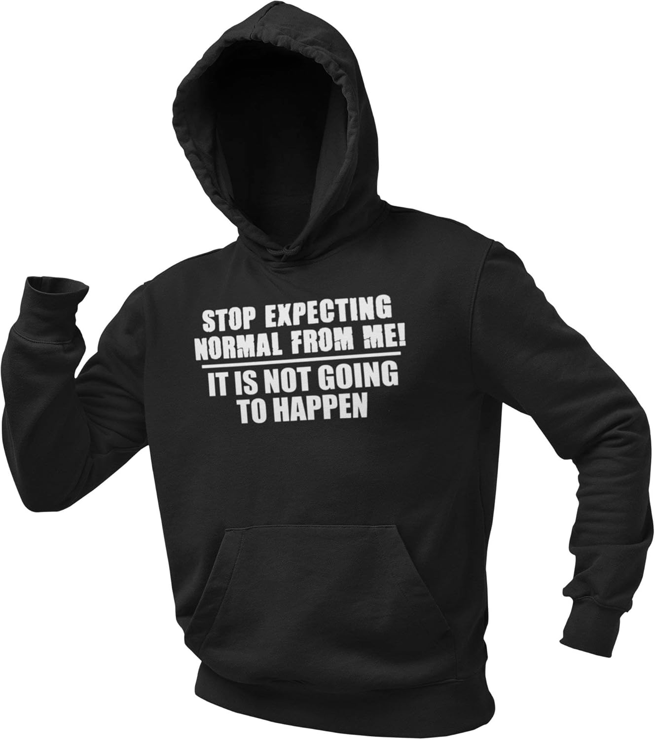 Stop Expecting Normal from Mens Funny Hoodie Joke Graphic Novelty Hoody