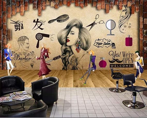 Lyqyzw Papel Tapiz 3D Salón Peluquería Salón De Belleza Fondo Pared