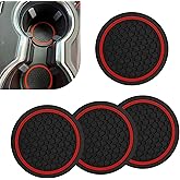 Ferianl 4PCS Car Cup Coasters, 2.75 Inch Cup Holder Coaster, Non-Slip Insert Auto Drink Holder, Cars Interior Accessories, Universal for Vehicles, SUVs, RVs (Red)