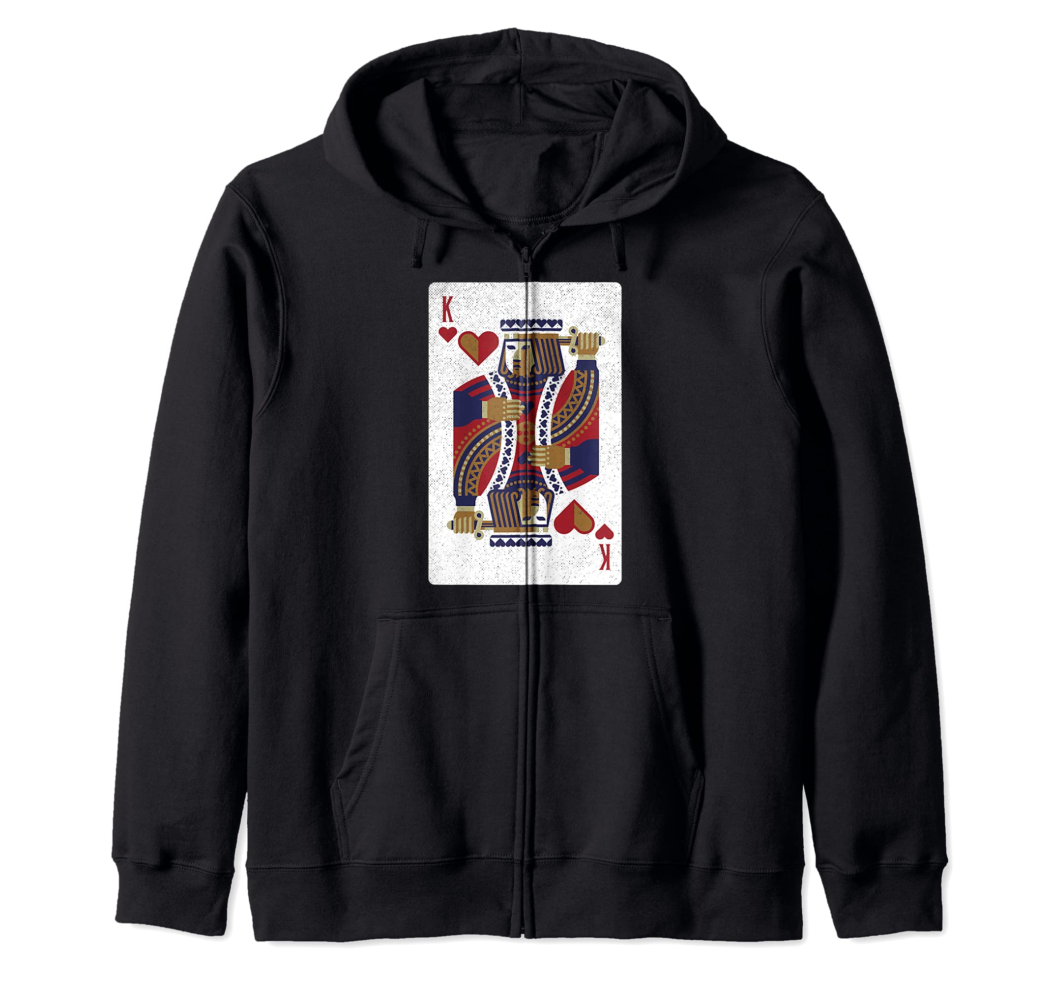 Funny Poker Playing King Of Hearts Card Design Poker Player Zip Hoodie