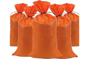 DURASACK Heavy Duty Sand Bags with Tie Strings Empty Woven Polypropylene Sand-Bags for Flood Control with 1600 Hours of UV Protection, 50 lbs Capacity, 14x26 inches, Orange, Pack of 20